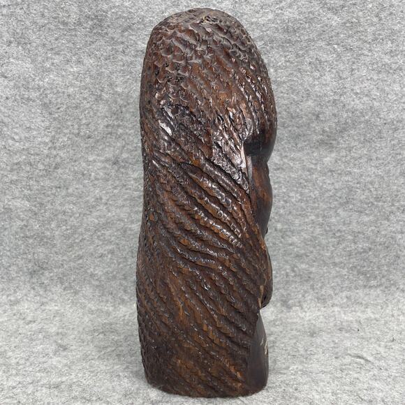 Rastafarian African Man 12.75”Carved Wood Bust Head Folk Art Jamaican Dread Head - Picture 6 of 7